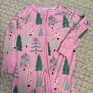 Little Sleepies Bamboo Pink Christmas Tree Kids Onesie Sleeper Suit 6-12 Months